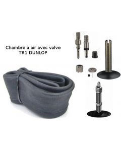 Chambre à air Qind - 12 1/2 x2 1/4 (2.25-8 · 2.50-8) [57/62-203] - Valve droite TR1 Dunlop, avec écrou de blocage