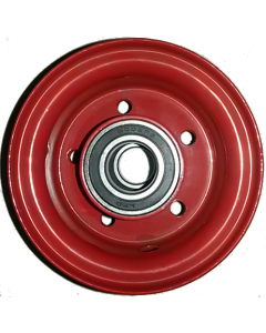 Jante Vlukon acier rouge - en 2 parties boulonnées - 2.10x4 - TT - ET0 - Moyeu à roulements à billes (6005 2RS) de Ø25x75 mm