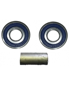 Kit complet - 2 roulements à billes 6204 2RS en Inox de int.Ø20x47x14mm + entretoise Ø20xL.46mm - pour Jante à moyeu Ø47xL.75