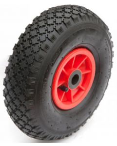 Roue complète GONFLABLE de manutention - 3.00-4 (260x85) TT 4PR - Jante plastique en 1 partie - ET0 - Moyeu roulements à rouleaux Ø20x75 - CA valve coudée 90/90