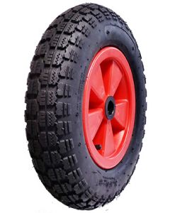 Roue complète GONFLABLE de manutention - 3.50-8 TT 4PR - Jante plastique ET0 - Moyeu roulements à rouleaux Ø20x75 - CA valve coudée TR87