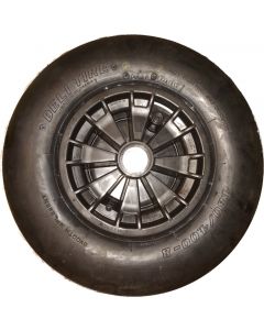 Roue complète GONFLABLE - Deli S-399 - 4.80/4.00-8 (16x4 · 400x100 · 4.00-8) TT 4PR Valve droite TR13 / Jante plastique Noire GK 2.50Ax8 H2 - Moyeu de 75mm de long, pour roulement à billes de Ø47xEP.14 