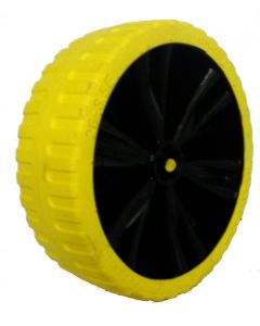 Roue complète INCREVABLE - Starco Flex Lite ST-18 - équivalent à du 3.00-4 (260x85) - Bandage Jaune Polyuréthane 26-8.5E  / Jante polypropylène Noire - Moyeu tube lisse de Ø35x45