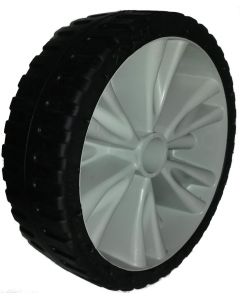 Roue complète INCREVABLE - Starco Flex Lite ST-18 - équivalent à du 3.00-4 (260x85) - Bandage Noire Polyuréthane 26-8.5E  / Jante polypropylène Grise - Moyeu tube lisse de Ø35x45