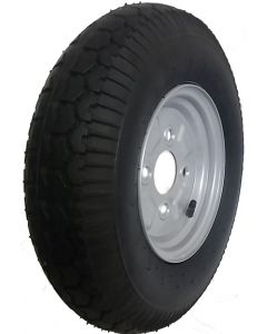 Roue complète Trelleborg T991 - 4.00-8 TT 6PR / Jante acier 2.50x8 - 4 trous ET0 - Ø60x100xØ14.5 - Chambre à air valve droite TR13