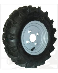 Roue complète coté droit - Veloce V-8803 - 4.00-8 TL 4PR / Jante acier 2.50x8 TL - 4 trous ET0 Ø60x100xØ14 - Valve TR412