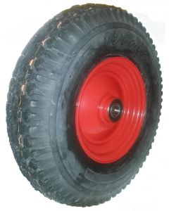 Roue complète GONFLABLE - Veloce V-6602 - 4.80/4.00-8 (16x4 · 400x100 · 4.00-8) TT 6PR Valve droite TR13 / Jante acier rouge GK 2.50Ax8 - Moyeu à roulement à billes de Ø25x75