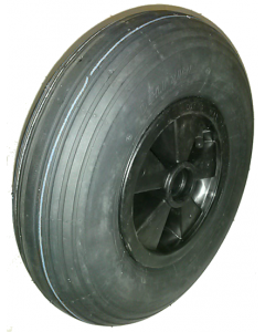 Roue complète char à voile 4.80/4.00-8 TL 4PR - pneu Deli S-379 / Jante plastique noire avec longeur moyeu 75 mm à cage roulement à billes de Ø47xEP.14 / Valve coudée TR87