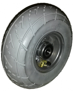 Roue complète GONFLABLE - Pneu Impac IS305 Gris - 3.00-4 (260x85) - Jante acier grise en 2 parties - Moyeu roulements à billes (6204 RS) de Ø20x50 - Valve coudée