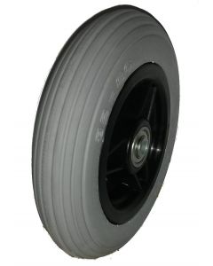 Roue complète Bandage Greentyre Cub gris - Ø150x32 - 6x1 1/4 - moyeu roulements à billes de 8x36