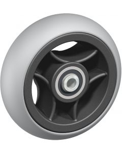Roue orthopédique INCREVABLE - Bandage Gris Polyuréthane - Ø100x32  -  Moyeu roulements à billes (6000 2RS) de Ø8x36