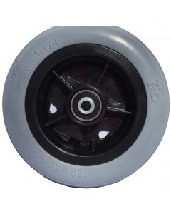 Roue orthopédique INCREVABLE - Bandage Gris Polyuréthane - Ø150x30 · 6x1 1/4 -  Moyeu roulements à billes (6000 2RS) de Ø8x36