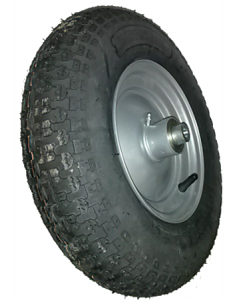 Roue complète à moyeu pour remorque NOVAL - Pneu Mitsutomo KT-928 - 3.50-8 TL 4PR 46N / Jante acier avec roulement à billes et graisseur - déport ET0 / Moyeu Ø12x141 (Roue_complete)