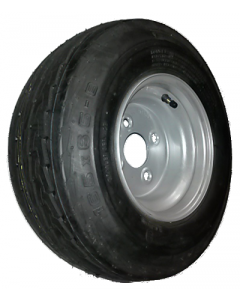 Roue complète remorque - Deli S-368 - 16.5x6.50-8 TL 73M 6PR / Jante grise en acier - 5.50Ax8 H2 / 4 trous - déport ET0 / entre-axe Ø60x100 /  trou de fixation Ø14.5 / Valve TR600HP