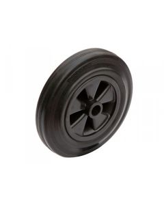 Roue complète à bandage caoutchouc plein standard noir Ø100x30 / Jante noire en polypropylène - Moyeu Roulement à rouleaux de Ø12x40 - Capacité de charge de 70 kgs