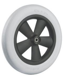 Roue orthopédique INCREVABLE - Bandage Gris Polyuréthane - Ø300x45 · 12 1/2x2 1/4 - Moyeu roulements à billes 6201 RS de Ø12x54