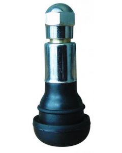 Valve droite TR413 (V2.03.1) de 34 mm avec embase caoutchoutée et tige chromée - pour trou de jante de 11,5 mm - Pression maxi à froid de 4,5 bars