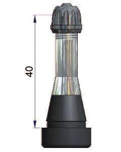 Valve droite haute pression de 40 mm avec embase caoutchoutée et tige en laiton nickelé  - pour trou de jante de 11,5 mm - Pression maxi à froid de 7,0 bars