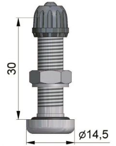 Valve droite de 30 mm en alliage légé [V1.10.1] - pour trou de jante de 8,5 mm (moto) - Pression maxi 4,5 bars