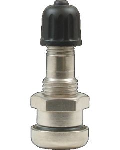 Valve droite en laiton nickelé de 30 mm - pour trou de jante de 9,7 mm - Presssion maxi à froid de 4,5 bars - Couple de serrage ecrou de 12 à 15 N.m.