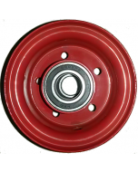 Jante Vlukon acier rouge - en 2 parties boulonnées - 2.10x4 - TT - ET0 - Moyeu à roulements à billes (6005 2RS) de Ø25x75 mm