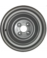 Jante grise nue en acier - 4.00Bx12 H2 TL / 4 trous - ET0 (sans déport) / entre-axe Ø60x100 / trou de fixation Ø13.5 / Trou de valve Ø11.3