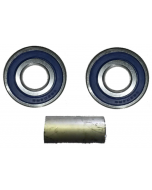 Kit complet - 2 roulements à billes 6204 2RS en Inox de int.Ø20x47x14mm + entretoise Ø20xL.46mm - pour Jante à moyeu Ø47xL.75