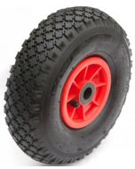 Roue complète GONFLABLE de manutention - 3.00-4 (260x85) TT 4PR - Jante plastique en 1 partie - ET0 - Moyeu roulements à rouleaux Ø25x75 - CA valve coudée 90/90