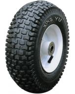 Roue complète GONFLABLE profil gazon - 13x5.00-6 (300x100) TT 4PR - Jante acier 1 partie - ET0 - Moyeu roulements à billes Ø25x80 - Chambre à air valve droite TR13