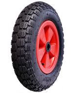 Roue complète GONFLABLE de manutention - 3.50-8 TT 4PR - Jante plastique ET0 - Moyeu roulements à rouleaux Ø20x75 - CA valve coudée TR87