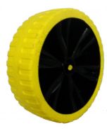 Roue complète INCREVABLE - Starco Flex Lite ST-18 - équivalent à du 3.00-4 (260x85) - Bandage Jaune Polyuréthane 26-8.5E  / Jante polypropylène Noire - Moyeu tube lisse de Ø35x45