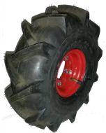 Roue complète côté droit - Kenda K357 - 3.00-4 TL 4PR / Jante acier 2 parties - 2.10x4 - TT 4 trous ET0 Ø52x70xØ8.5 - CA valve coudée 90/90