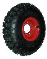 Roue complète - Kenda Polar Trac K398A - 4.10-4 2PR / Jante acier 2 parties - 2.10x4 - TT 4 trous ET0 Ø52x70xØ8.5 - CA valve coudée 90/90