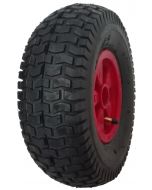 Roue complète GONFLABLE Gazon - Deli S-365 - 13x5.00-6 TL 4PR / Jante plastique à moyeu tube lisse de Ø35x71 / Valve coudée TR87