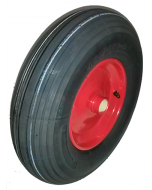 Roue complète GONFLABLE de brouette - Deli S-379 - 4.80/4.00-8 TL 4PR 67A / Jante acier rouge à moyeu tube lisse de Ø35x71 / Valve tubeless TR412