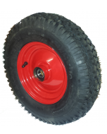 Roue complète GONFLABLE - Pneu Kenda K352 - 4.80/4.00-8 (16x4 · 400x100 · 4.00-8) TL 6PR / Jante Acier rouge à moyeu roulements à billes de Ø25x75 mm / ET0 / Valve droite TR13