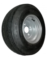 Roue complète remorque - Deli S-368 - 16.5x6.50-8 TL 73M 6PR / Jante grise en acier - 5.50Ax8 H2 / 4 trous - déport ET0 / entre-axe Ø60x100 /  trou de fixation Ø14.5 / Valve TR600HP