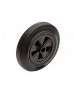 Roue complète à bandage caoutchouc plein standard noir Ø100x30 / Jante noire en polypropylène - Moyeu Roulement à rouleaux de Ø12x40 - Capacité de charge de 70 kgs