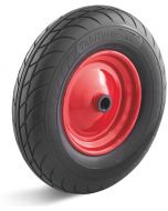 Roue complète INCREVABLE - TobiTyre 4.00-8 - Bandage Polyuréthane Noir / Jante acier moyeu roulement à billes Ø25x75 - Capacité de charge 250 kgs