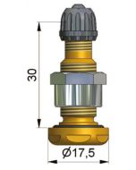 Valve en laiton de 30 mm - pour trou de jante de 11,5 mm - Pression possible supèrieure à 4,5 bars à froid  - Couple de serrage de 12 à 15 N.m.