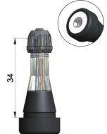 Valve droite haute pression de 34 mm avec embase caoutchoutée et tige en laiton nickelé  - pour trou de jante de 11,5 mm - Pression maxi à froid de 7,0 bars