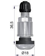 Valve TR-416S métallique de 36.5 mm avec joint d'étanchéité et écrou de serrage - pour trou de jante de 11,5 mm